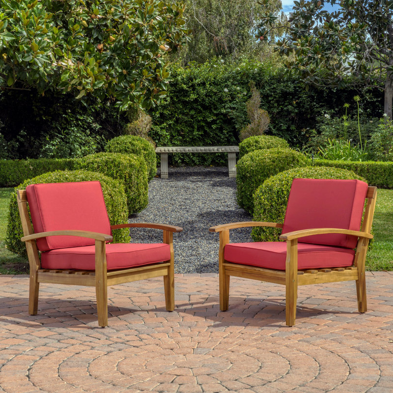 Patio Club Chair, Red, Teak