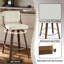 Tabouret de comptoir pivotant en cuir moderne de 26 po avec structure en bois robuste-2025727765