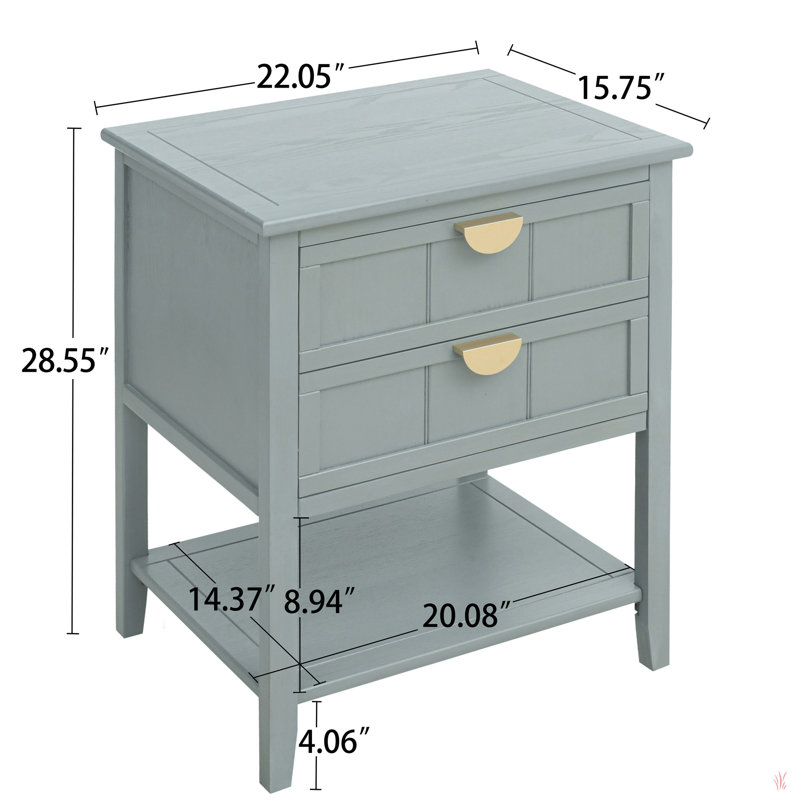 Table d'appoint 2 tiroirs, Gris clair