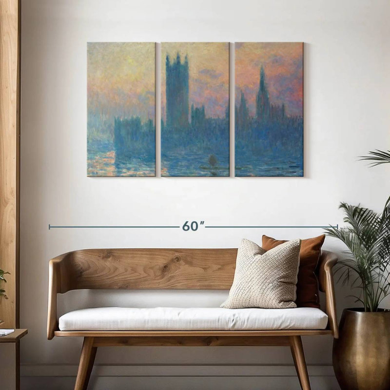 Sebbie, les maisons du Parlement, coucher de soleil, H 28 po x l 45 po