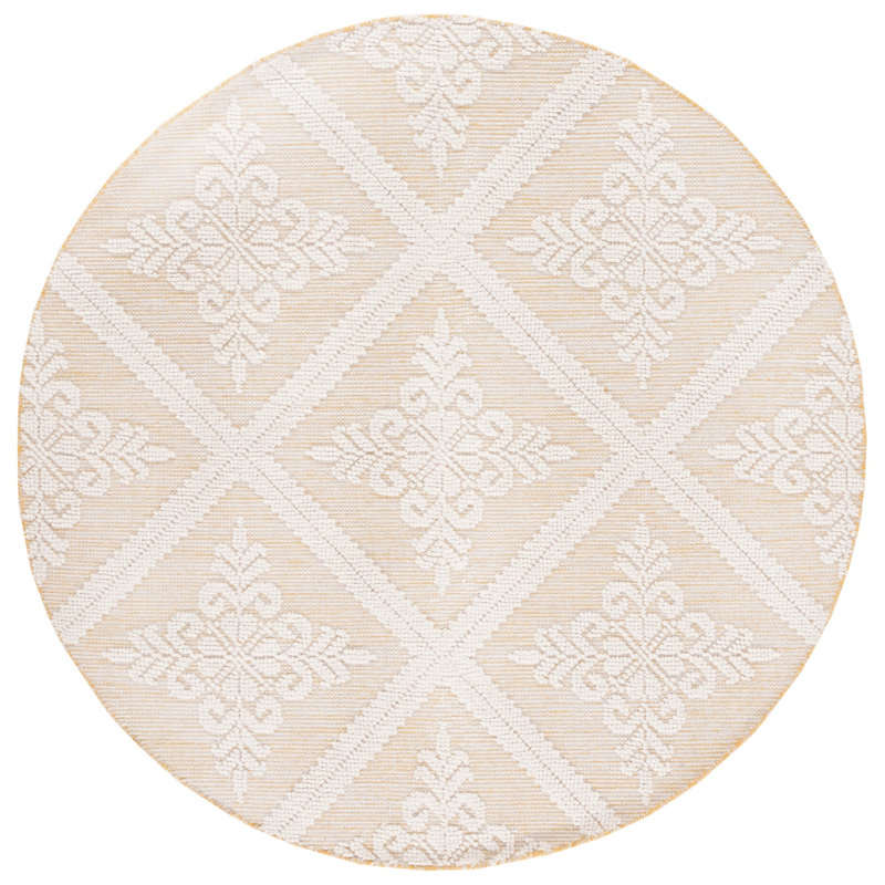 Vermont Hand Woven Wool Damask Rug, Round 6'