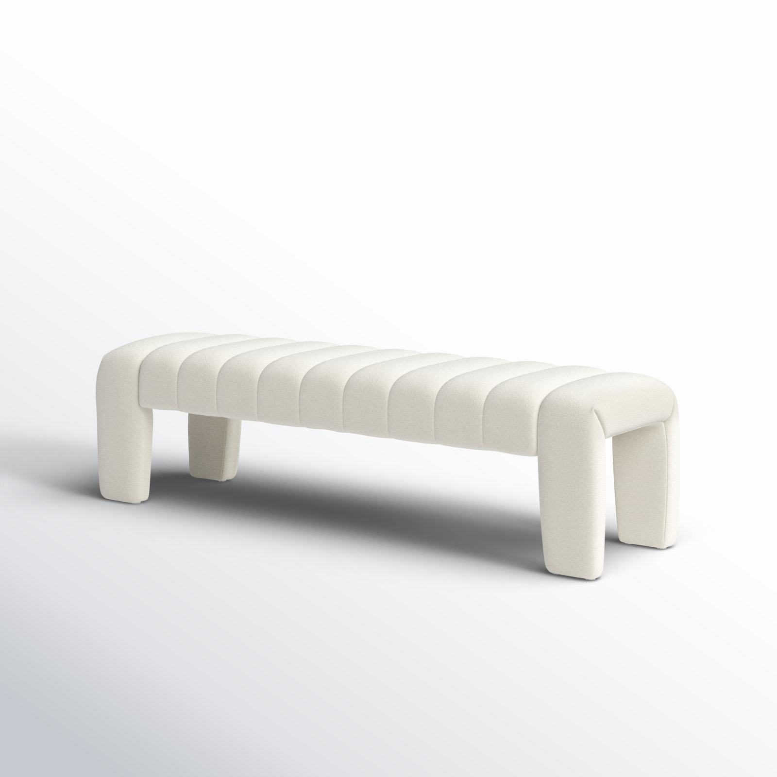 Gliese 63" Velvet Bedroom Bench, Ivory Boucle