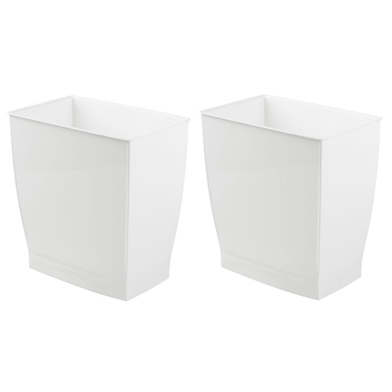 Ensemble de 2 petites poubelles de salle de bain rectangulaires iDesign, Blanc
