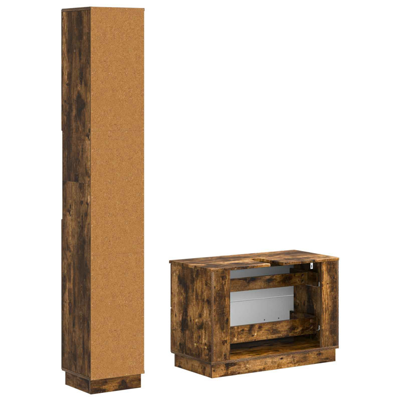 Bathroom Storage Furniture Set, Smoked Oak