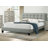 Contemporary Eastern King Size Bed with Grey Polyfiber Tufted Headboard and Platform Frame for Modern Bedrooms-756078546-756078575