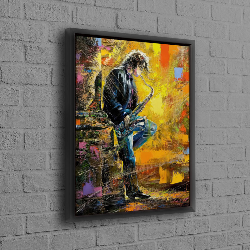 Personalized Saxophone Music Canvas Art for Jazz Lovers Perfect as a Unique Gift or a Special Surprise, Black Floater Framed