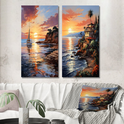 «Espagne coucher de soleil sur la Costa Del Solin», 2 pièces