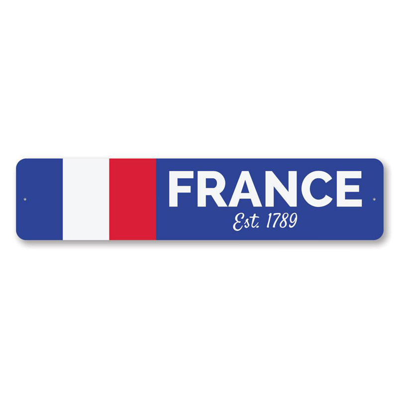 Drapeau français en aluminium, H 4 po x l 18 po x P 0,04 po