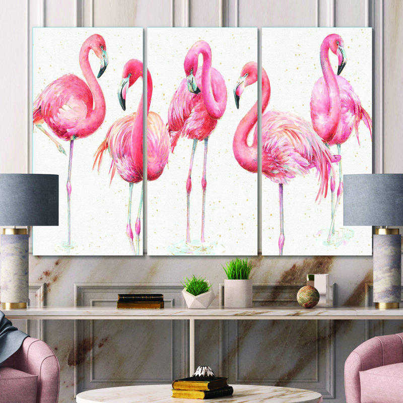Ensemble de 3 peintures florales roses et roses, H 28 po x l 36 po x P 1 po