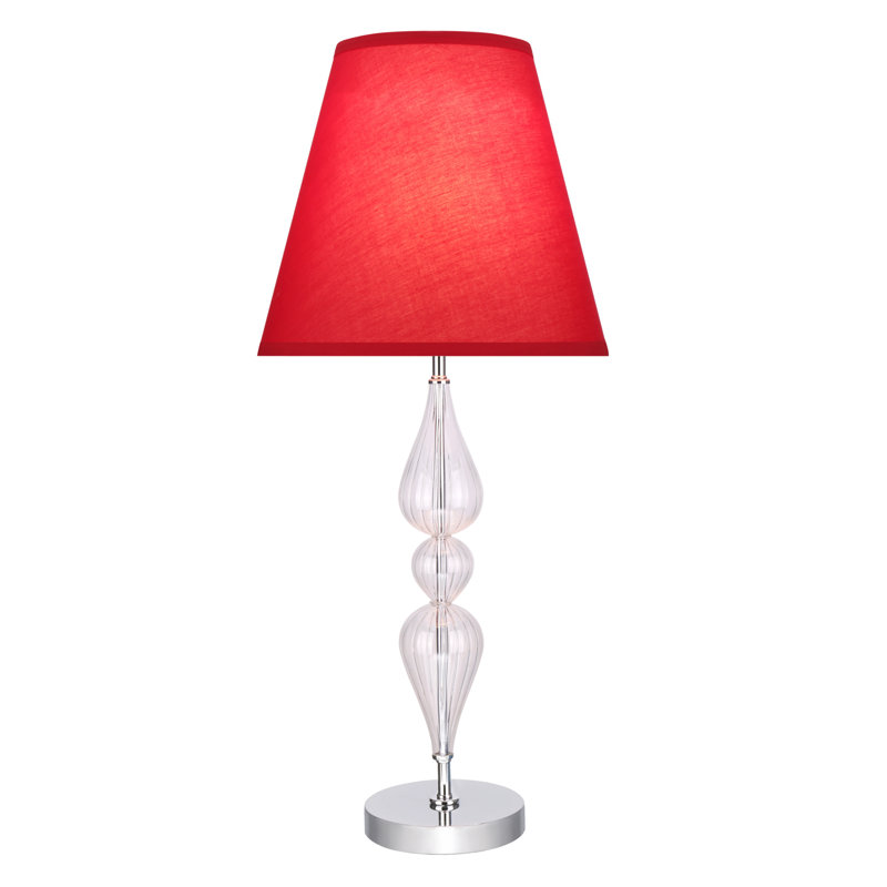 Lampe de table transitionnelle en métal / verre 29 po Atong, Rouge