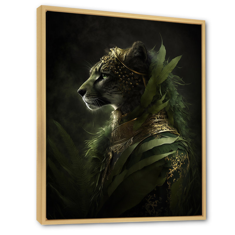 Portrait de guépard flamboyant - reproduction, H 32 po x l 16 po x P 1 po, Cadre naturel flottant