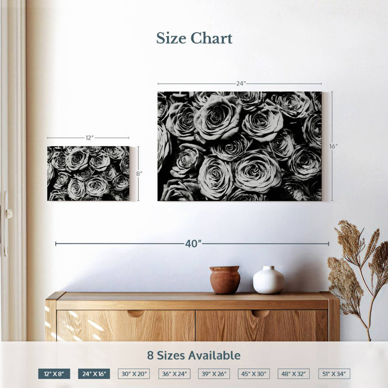 Roses monochromes Harnek, H 16 po x l 24 po