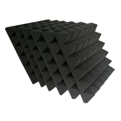 12PC Pyramid Shape Sound Absorbing Panels Adhesive Backing 12*12Inch Wall Panels