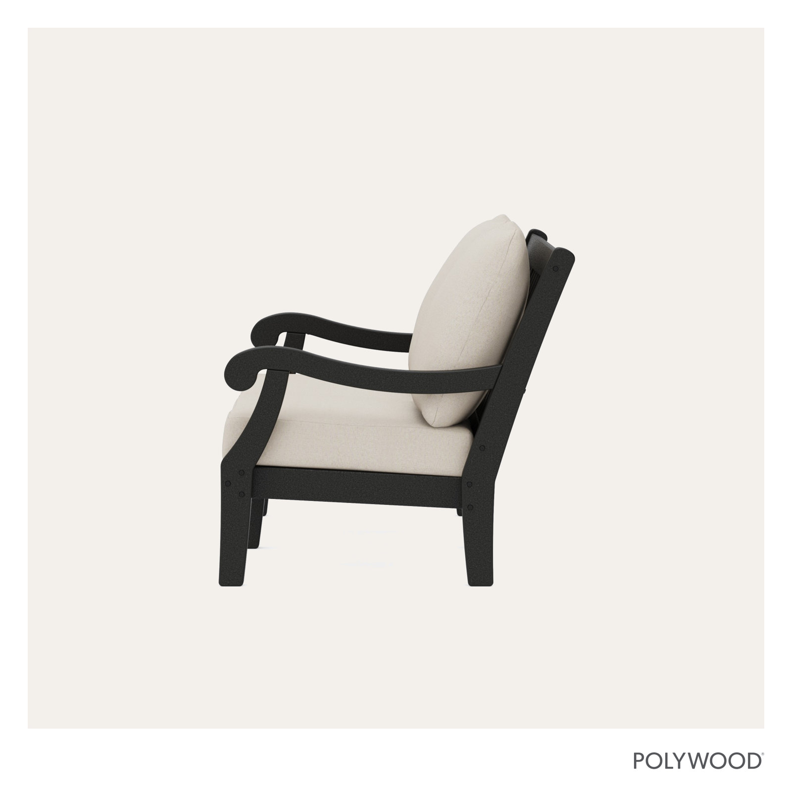 POLYWOOD® Verlyn 49" Patio Loveseat, Dune Burlap Cushion/Black Frame