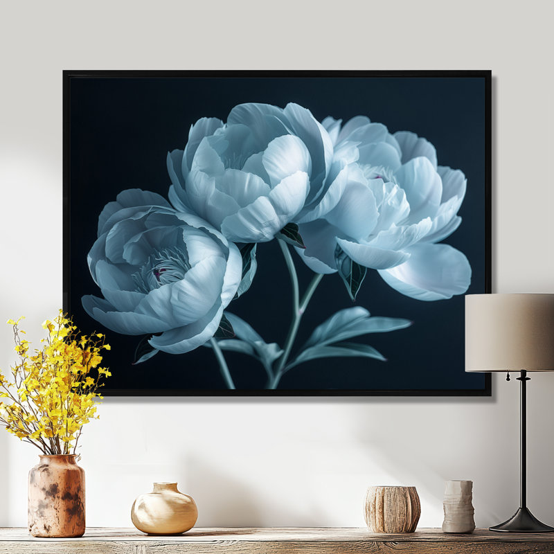 Rolston - pivoines, décoration murale, H 12 po x l 20 po, Cadre noir