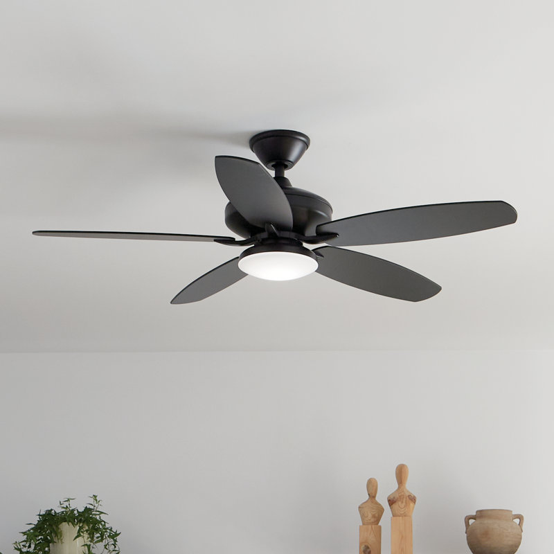 52'' Ceiling Fan with LED Lights, Satin Black