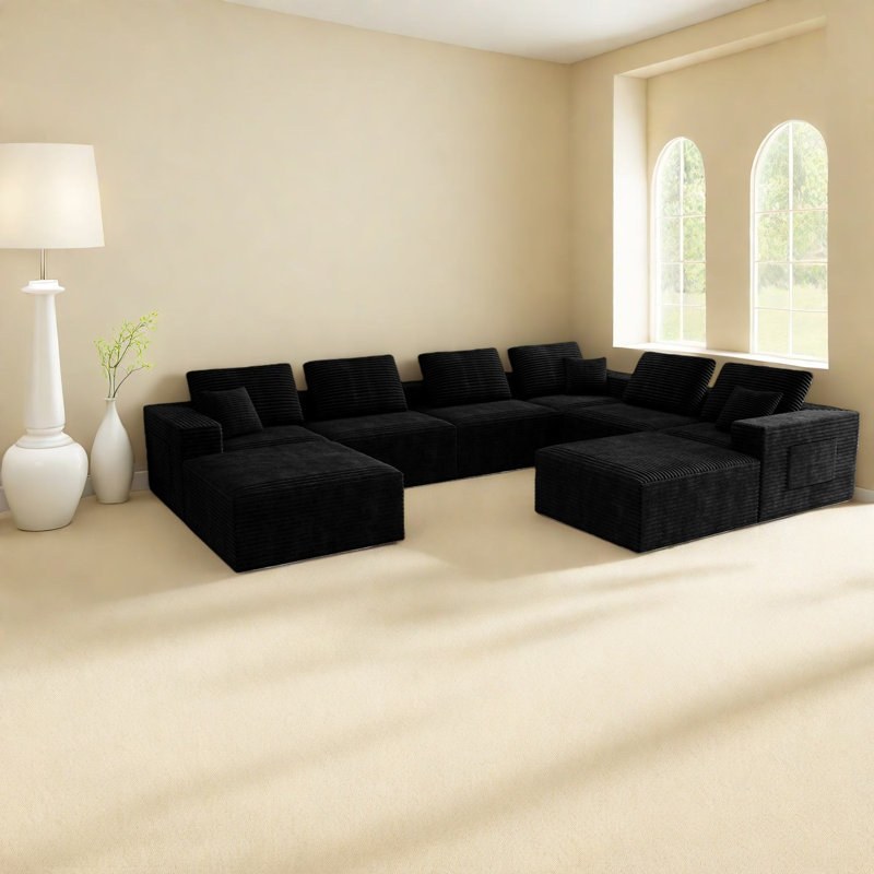 Canapé modulaire moderne en mousse de velours côtelé Compression Sectionals