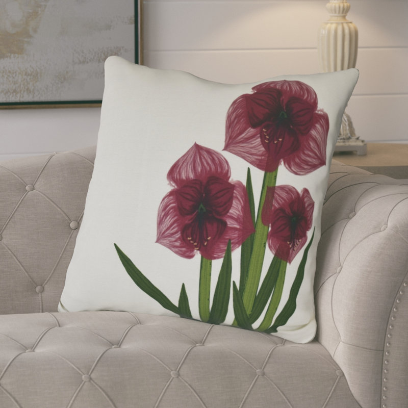 Housse de coussin carrée Amaryllis, Violet, H 26 po x l 26 po