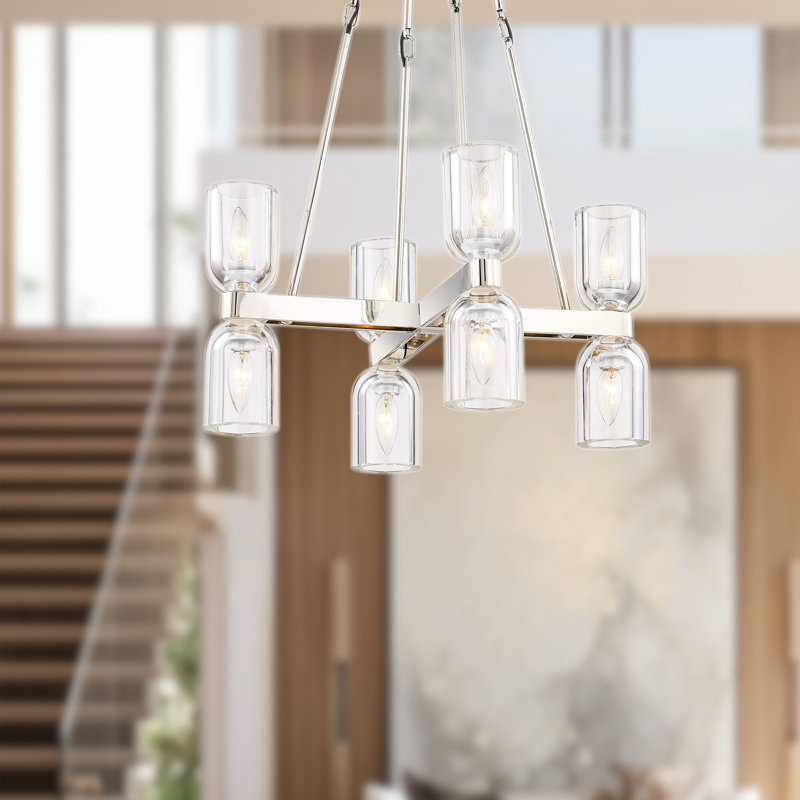 Lucian 8 - Light Chandelier, Polished Nickel/Clear Crystal