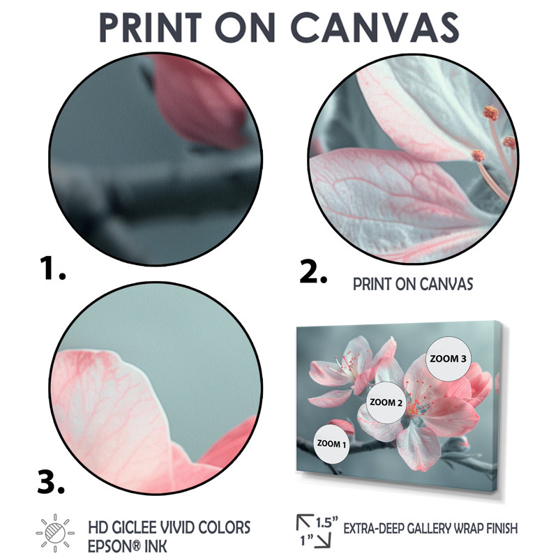 Éveil printanier rose en forme de fleur de pommier rose, H 28 po x l 60 po x P 1,5 po, Encadrement argenté