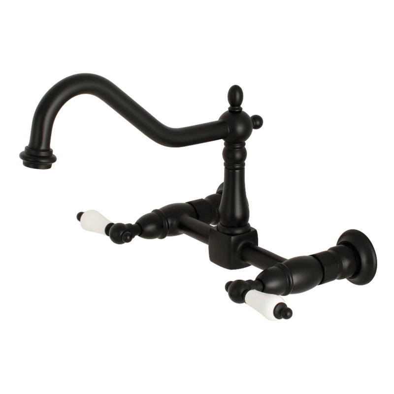 Robinet pont mural Heritage, Noir mat / blanc