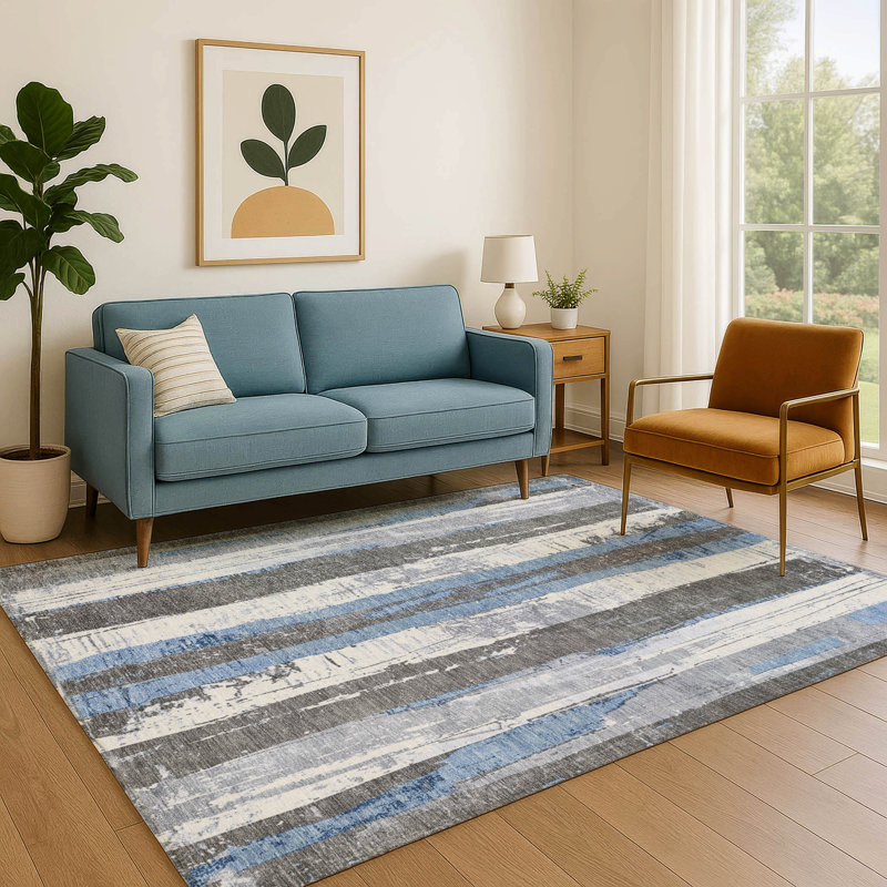 Premium Machine Washable Crestover AMF1872 Stripes Rug, Rectangle 3' x 5'