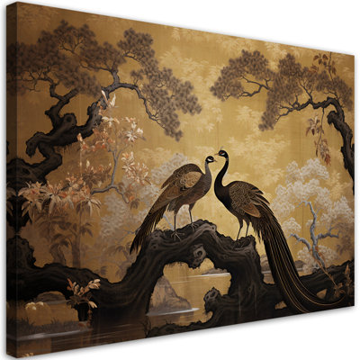 Peacock Bonsai Tree - Wrapped Canvas Print