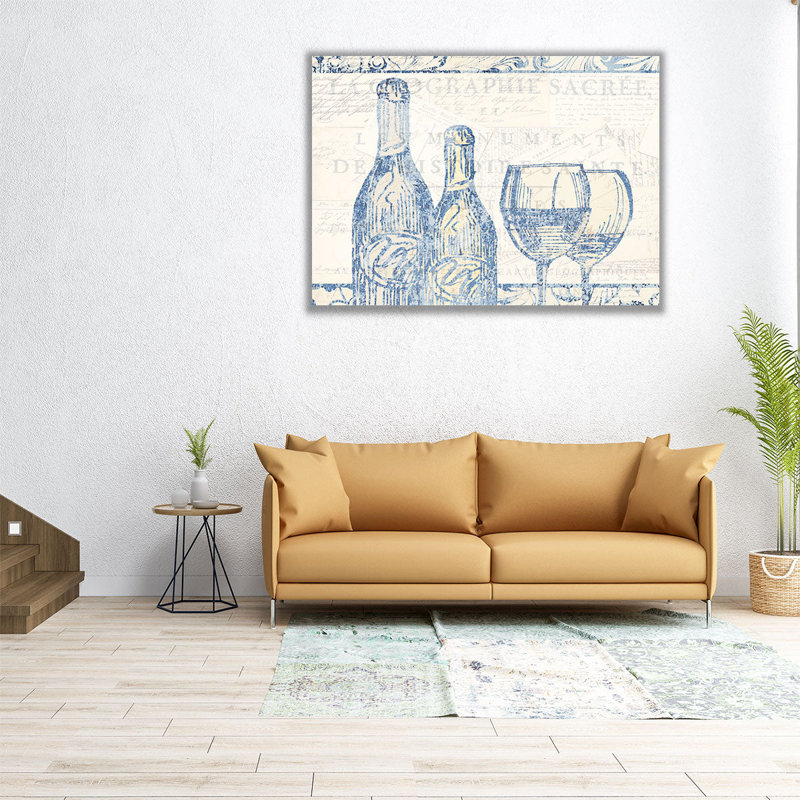 «Wine Sketch», reproduction d'art sur toile, H 36 po x l 48 po