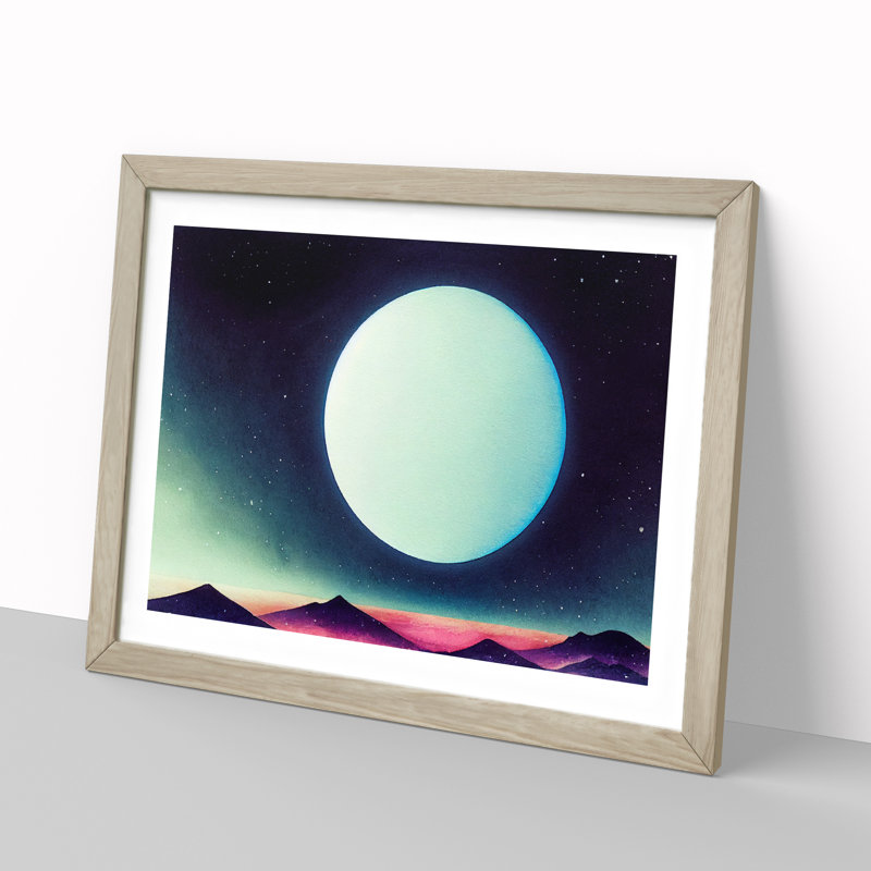 XH1022-6136X Modern Moon Vol.2 - Single Picture Frame Print, 25cm H x 34cm W x 2cm D, Oak