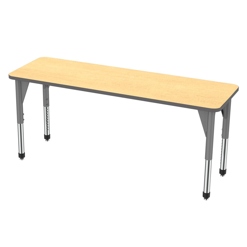 Table d'activité rectangulaire à hauteur réglable Premier Series, H 31 po x L 72 po x l 24 po, Érable fusion, Gris