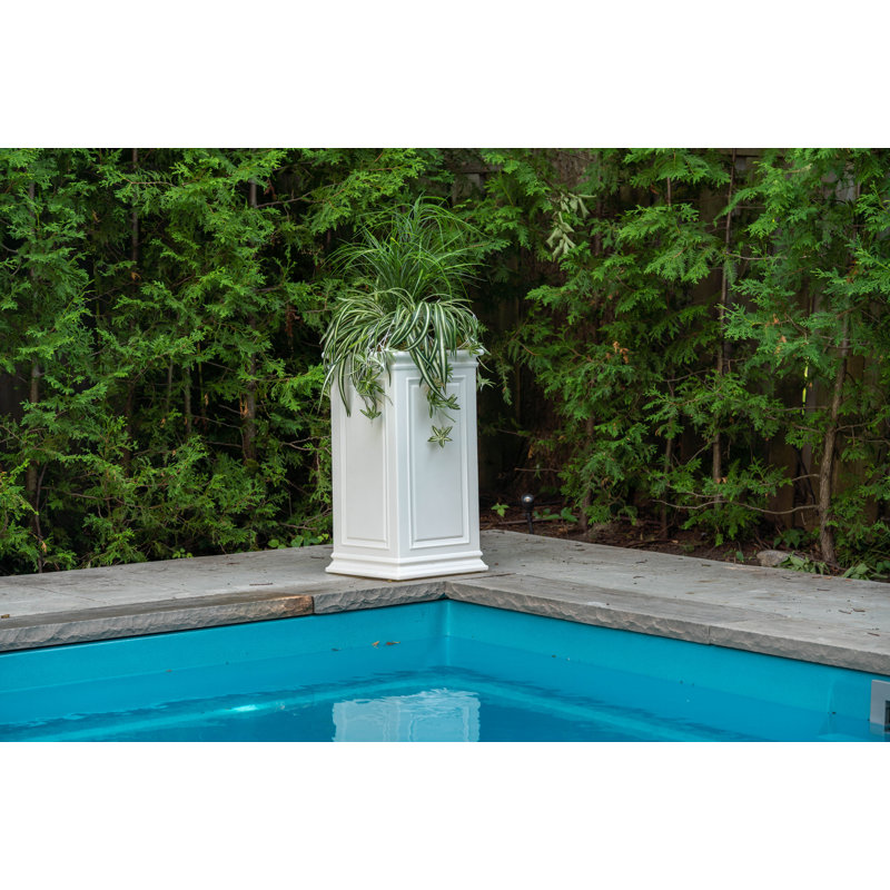 Strafford Tall Cube Self Watering Polyethylene Pot Planter, White