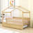 Twin Wooden House Bed With Twin Trundle And Guardrails-1776238025