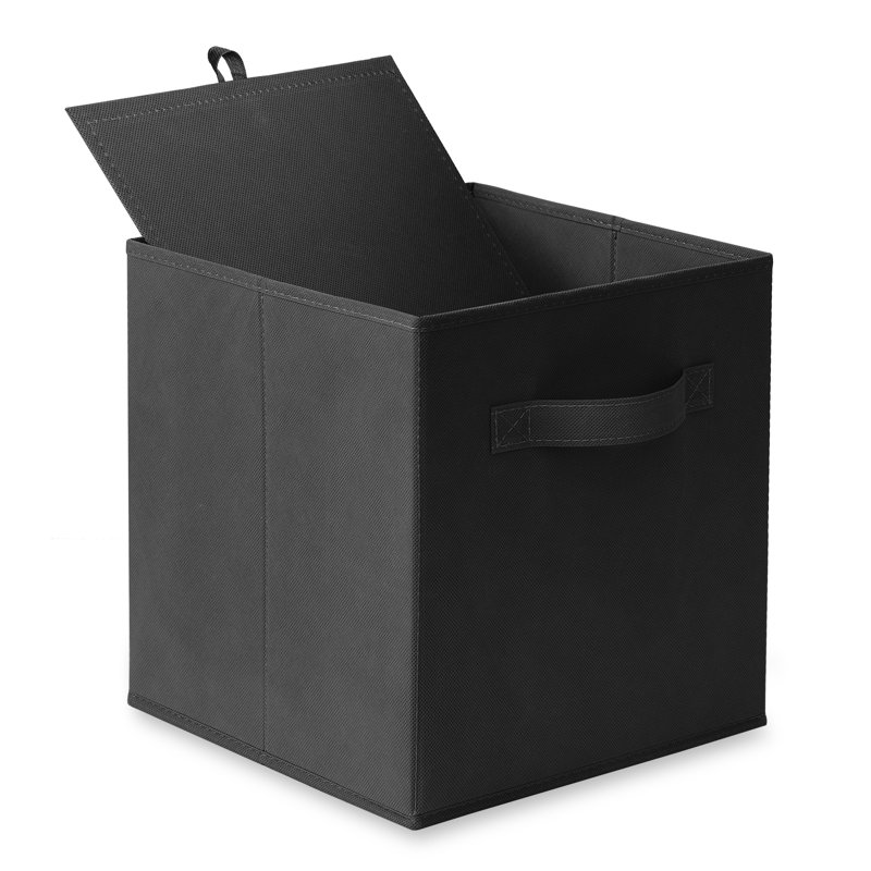 Lightweight Collapsible Fabric Cube Organizer for Kids, 11" Black