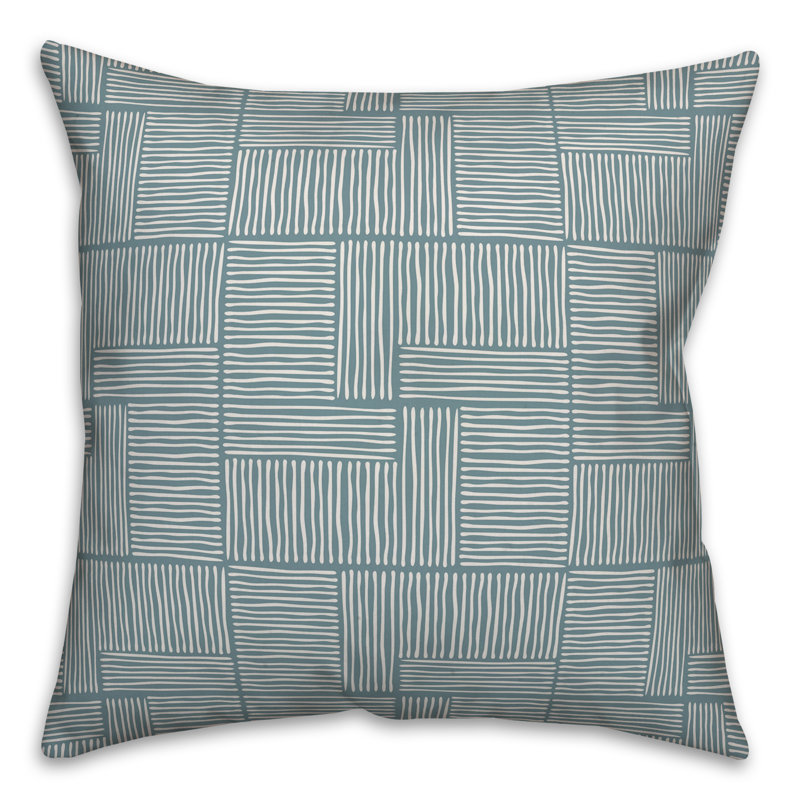  Coussin Blocks, 18 po x 18 po, Bleu géométrique 2