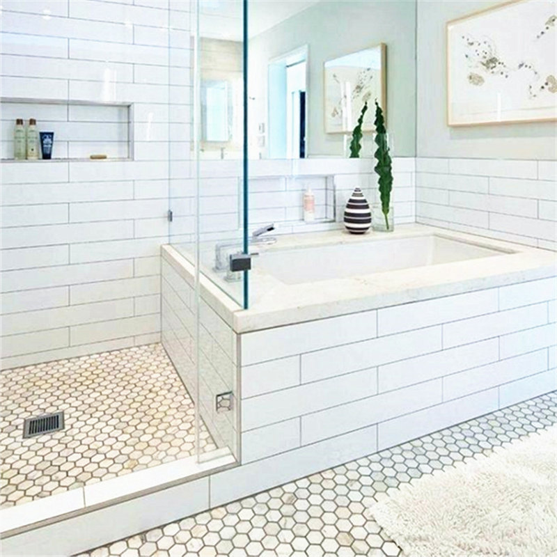 Calacatta 12" x 10" Marble Mosaic Tile, LIght Gray