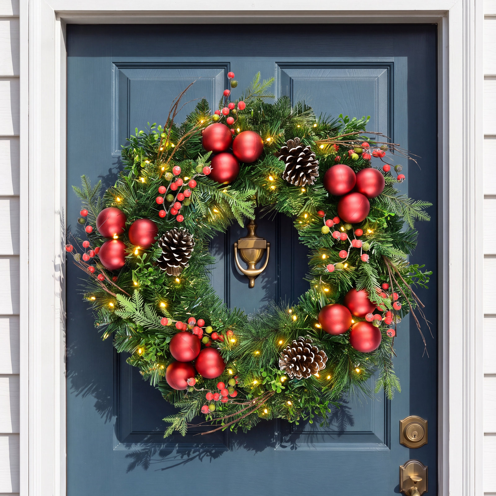 26" Battery-Operated Pre-Lit Adorned Artificial Wreath