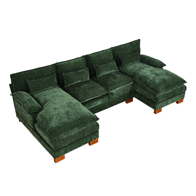 Chenille Double Lounge Chair , 3, 500lb Load Capacity, Pu Fabric, Quick Setup Process Effortless Assembly, Green