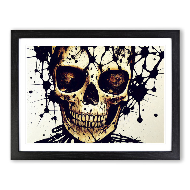 Artistic Skull Of A Man - Single Picture Frame Print, Black Framed, 46cm H x 64cm W x 2cm D