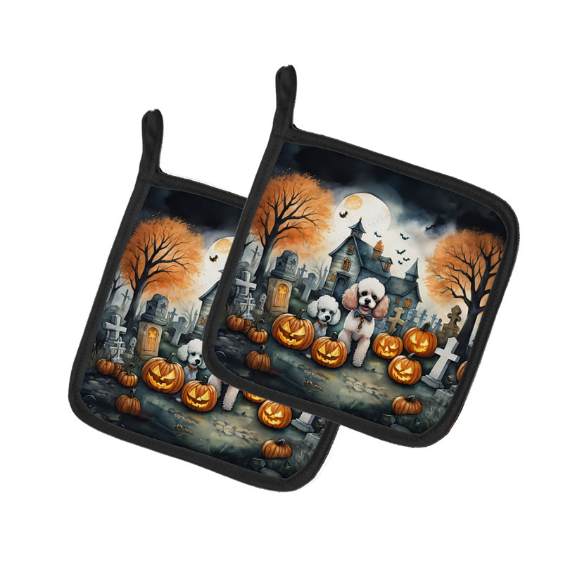 Paire de porte-casseroles Poodle Spooky Halloween