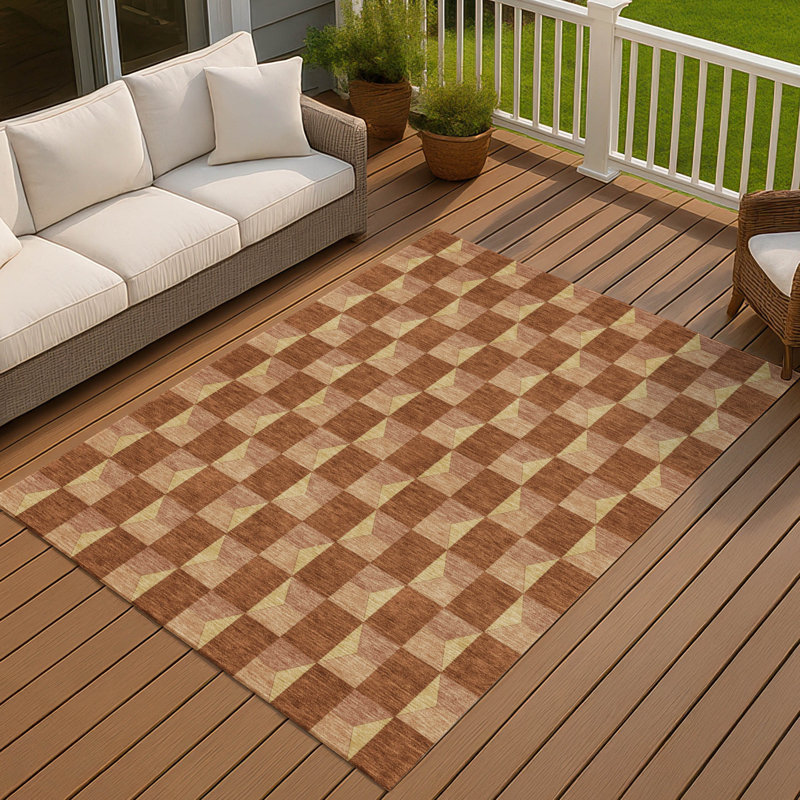 Machine Washable Indoor/Outdoor Chantille ACN2680 Geometric Rug, 8' x 10', Paprika
