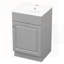 Meuble-lavabo gris élégant avec lavabo, porte d'armoire et tablettes réglables pour un rangement amélioré et une esthétique moderne-1815014699