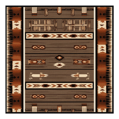 Washable Western Ranch Southwestern Area Rug