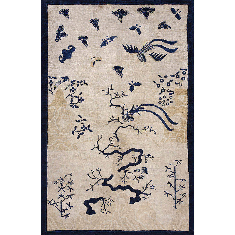Tapis ivoire à motif de chauves-souris chinoises
