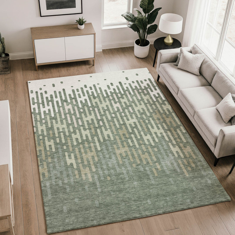 Tapis abstrait lavable à la machine Premium, Basil, 5' x 7'6"