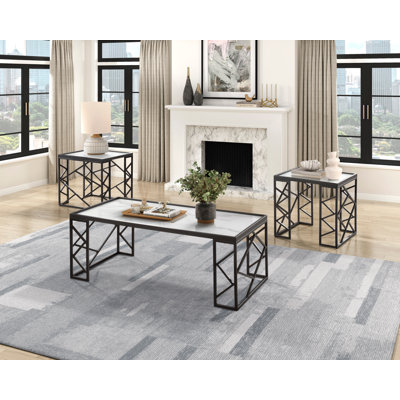 Obsidian Noir 3 Piece Living Room Table Set by Ivy Bronx