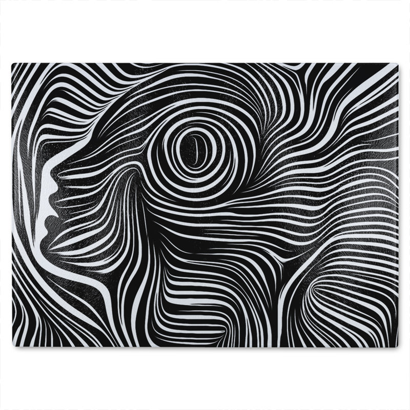 woodcut style on the subject of human soul Designer Glass Chopping Board