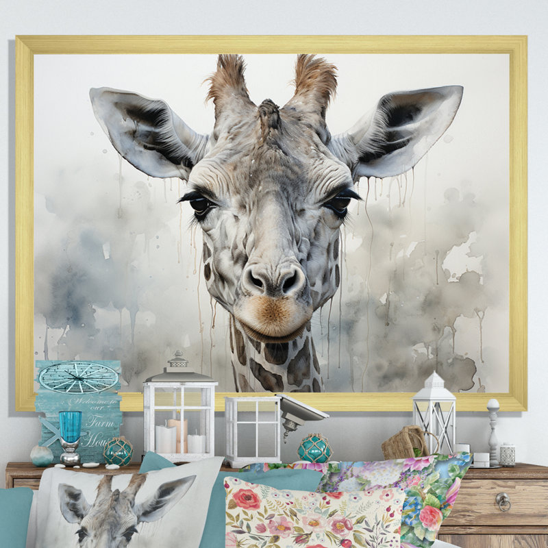 Kristyanne Giraffe Graceful Necks - imprimé, Cadre doré simple, H 34 po x l 44 po x P 1,5 po