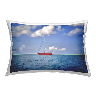 Ship & Cloudy Sea Decorative Printed Throw Pillow Design by Dennis Frates