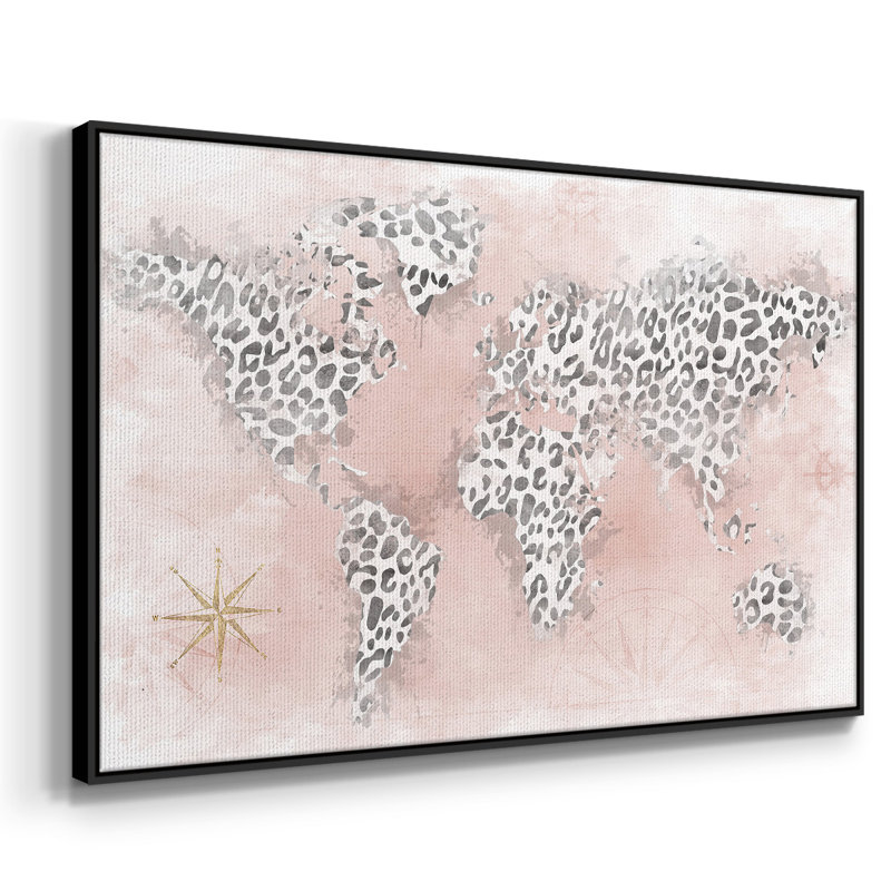 Carte de guépard rose sur toile, H 17 po x l 25 po x P 2 po, Noir