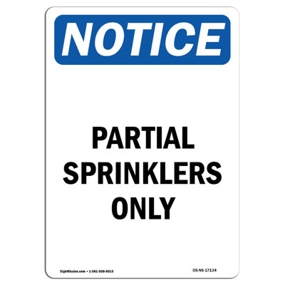 Partial Sprinklers Only Sign